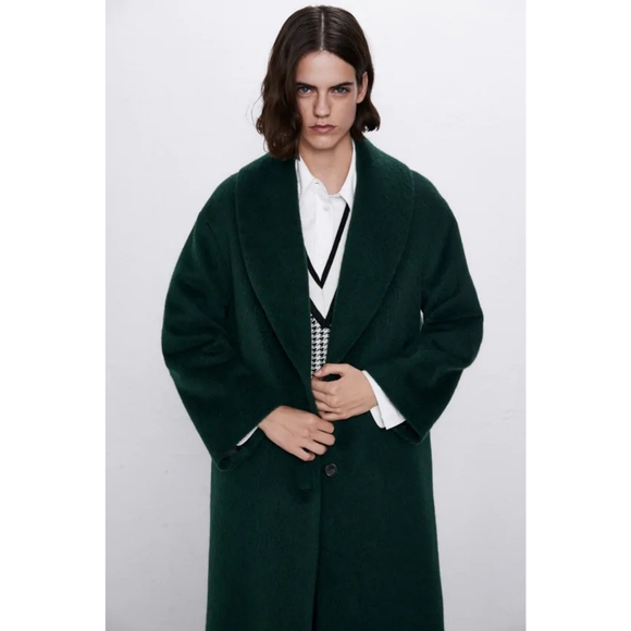 zara emerald green coat